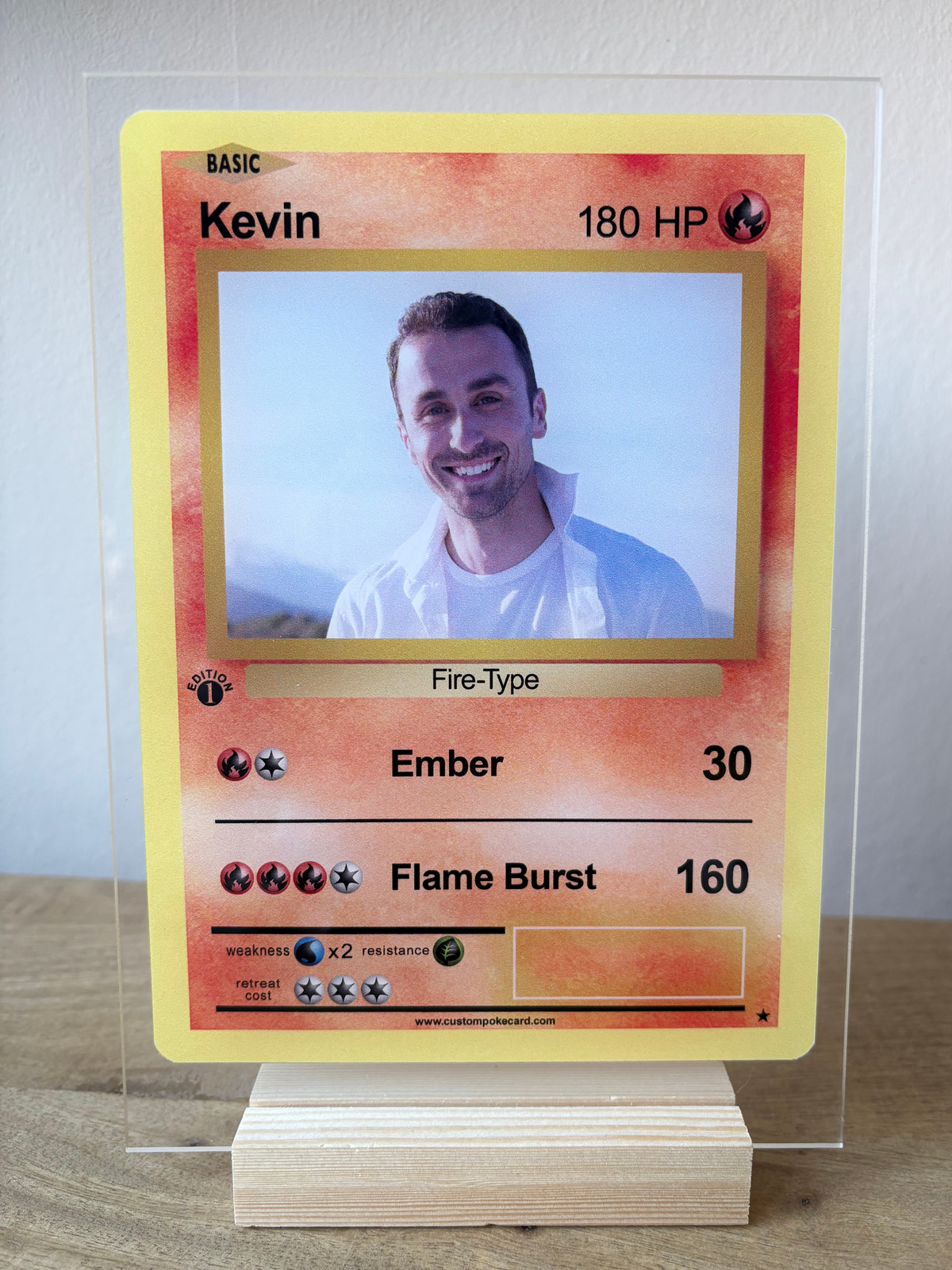 Voorbeeld van eigen Custom PokeCard op luxe plexiglas